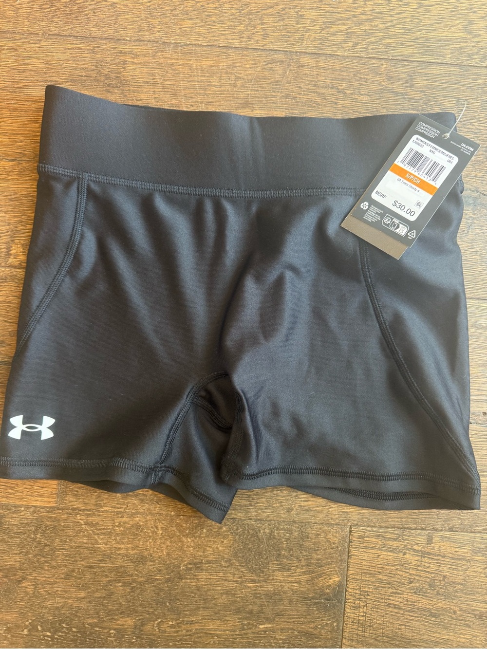Under Armour Black Women's Athletic Bike Shorts with White Logo